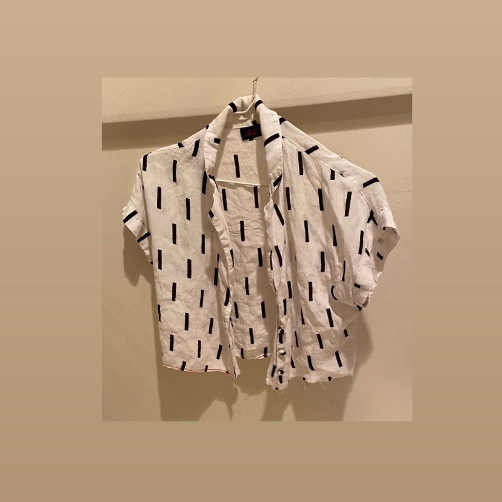 Motel Rocks Collared Patterned Crop Top - Picture 2 of 4